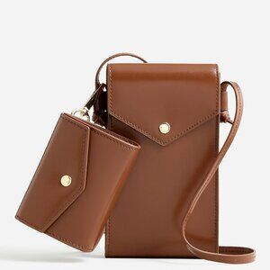 NWT J Crew Gracie Crossbody Phone Bag Deep Caramel